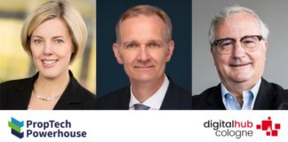 Christine Damke (Vorstandsvorsitzende PropTech Powerhouse e.V.), Thomas Bungard (Geschäftsführer Digital Hub Cologne GmbH), Dr. Rainer Minz (Rektoratsbeauftragter Universität zu Köln) (v.l.n.r.)