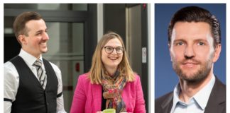 Hack aus dem Bioreaktor Laura Gertenbach und Patrick Inomoto von Innocent Meat und Investor Martin Schwarz, Genius Venture Capital (r.)