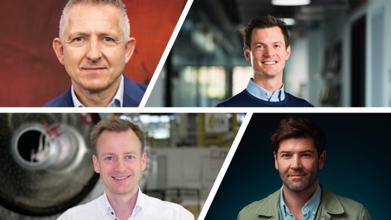 Rainer Horn, Spacetec Partners, Thomas Grübler, Orora Tech (oben v.l.), Jörn Spurmann, Rocket Factory, Thomas Oehl, VSquared (unten v.l.)