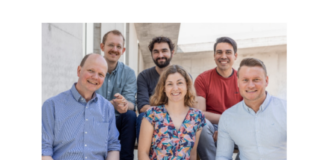 Gründungsteam von metiundo: Felix Sorgius, Felix Mücke, Laurent Gresset-Bourgeois, Karin Kugler, Dennis Nasrun, Max Hülser