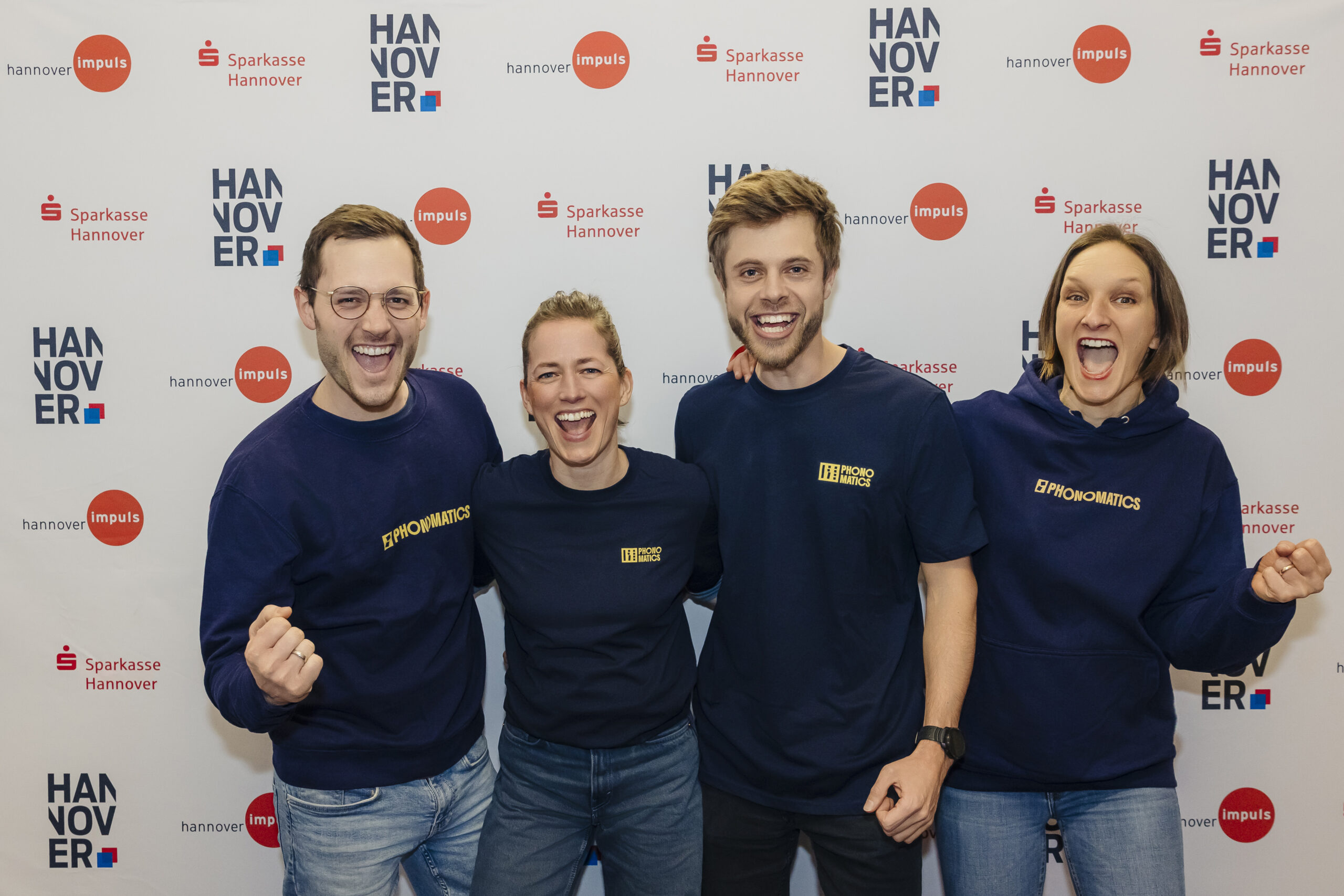 Gewinner*innen „Future Health“: Das Team von Phonomatics (v.l.n.r.) Christopher Gebauer, Hanna Ehlert, Lars Rumberg und Edith Beaulac