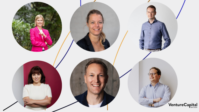 Johanna Antonie Tjaden- Schulte (NRW.Bank), Barbara Dombay (BayStartUP), Markus Lehmann (IBB Ventures), Katja Ruhnke (BAND), Christian Meermann (Cherry Ventures) & Christoph J. Stresing (Startup-Verband)