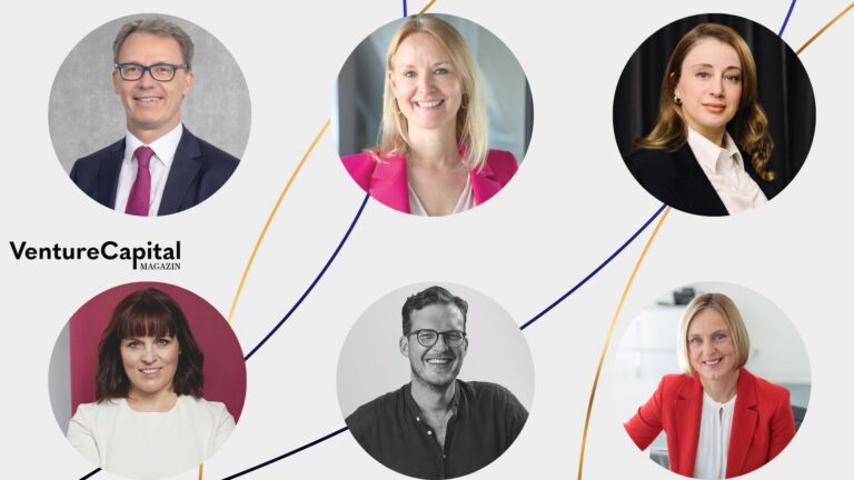 Christoph Büth (NRW.Bank), Dr. Carolin Gabor (Caesar Ventures Management), Jelena Markovic (TGW Logistics Ventures), Jan Miczaika (HV Capital), Katja Ruhnke (CK­ Venture Capital und Business Angels Deutschland (BAND)) und Monika Steger (Bayern Kapital)