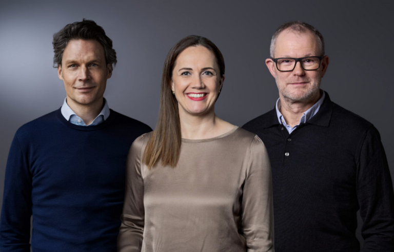 Geschäftsführung des HTGF (von links): Sebastian Borek, Romy Schnelle und Dr. Achim Plum. (c) Partrycia Lukas / HTGF; Montage: HTGF